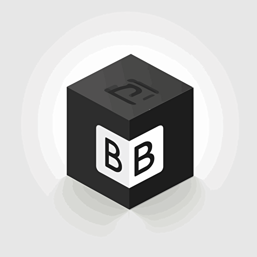 square vector logo for an ai tech start up called black box. Shaped like the letter B, light theme, plain background