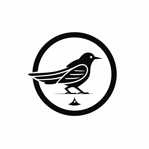 Mockingbird, Modern iconic logo black vector white background.
