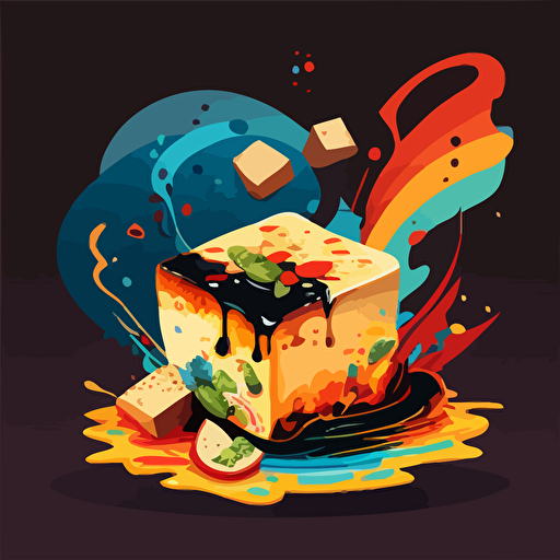 colorful vector art, stinky tofu