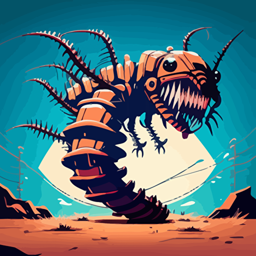 A giant centipede, Vector illustration for a videogame anime style