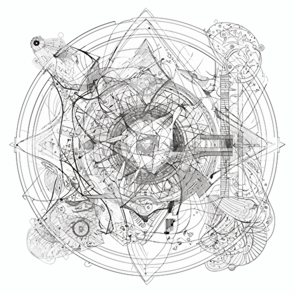 esoteric geometry, professional design vector, contour, white background, abstract art