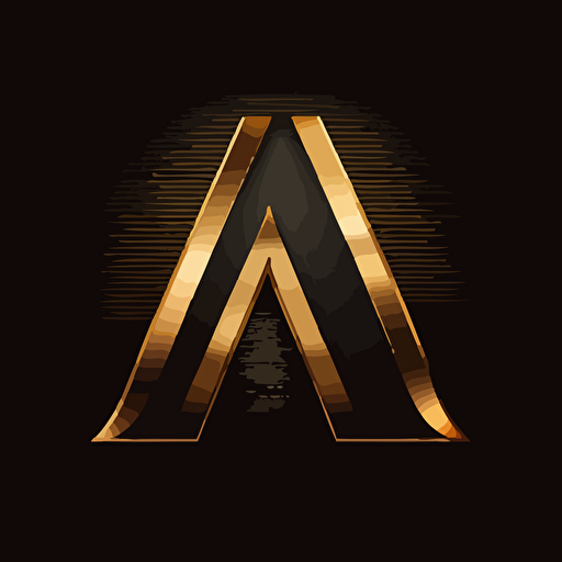 Letter '''A''' '''M''' logo, minimal, vector, simple, Black golden color, black background