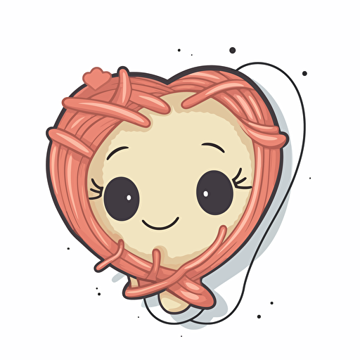 cute Heart with baseball twine, vector, sticker, cutout, white background