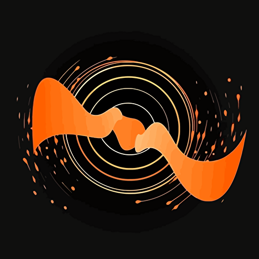 black sound wave vector abstract logo, orange background
