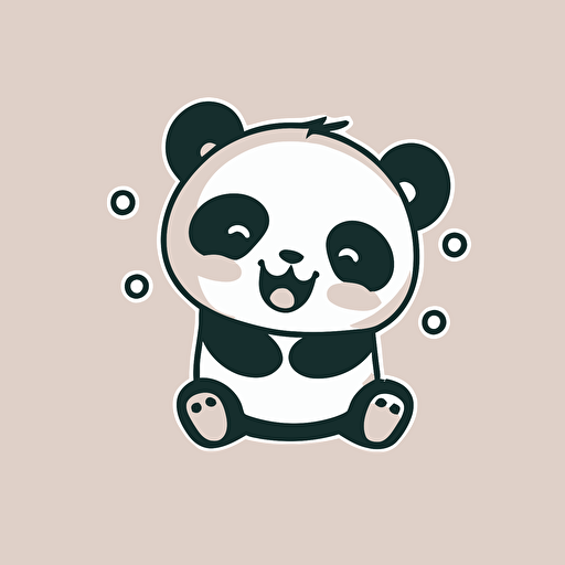 cute simple cartoon happy panda vector logo