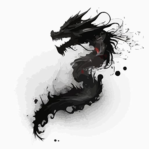 white background, black vector image. There is only a Chinese dragon's tail, expended from the bottom of the picture. The tail is curling up, gradually fading away like a steam.