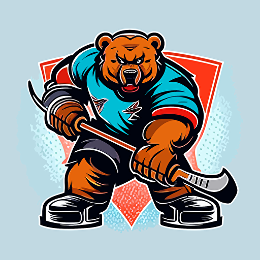 vector logo style bear hockey mascot