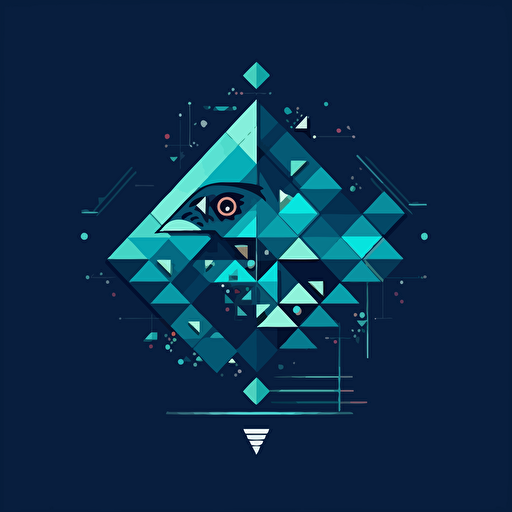 The technology company logo composed of triangles and squares, with blue and peacock blue colors, vector, and cute elements::3.3