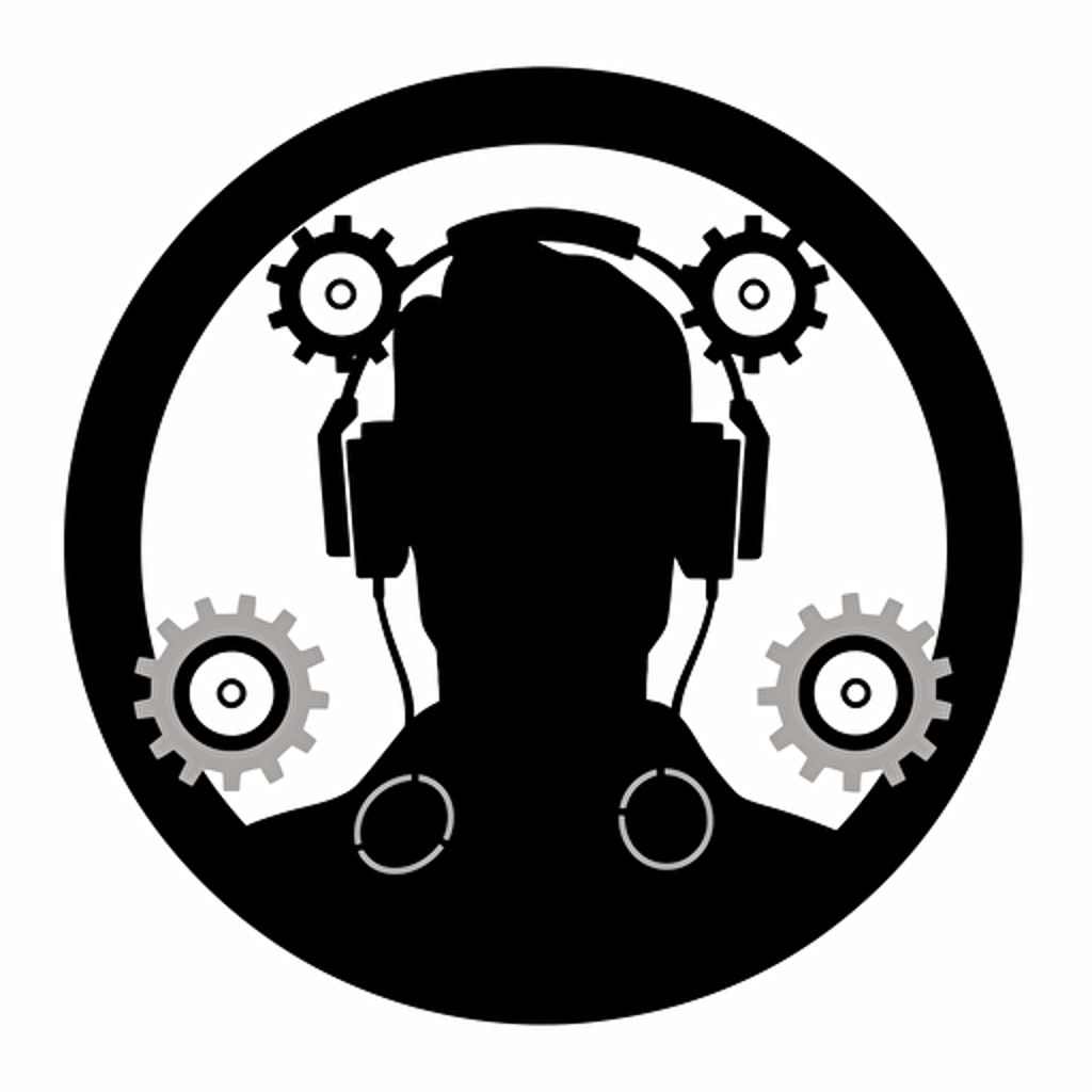 technical support icon, simple, black, white background, vector