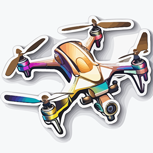 sticker, color, quad copter drone, contour, vector, white background