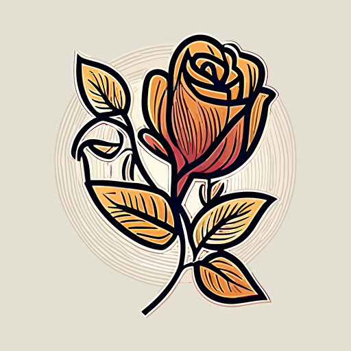 minimal line logo of a rose, vector