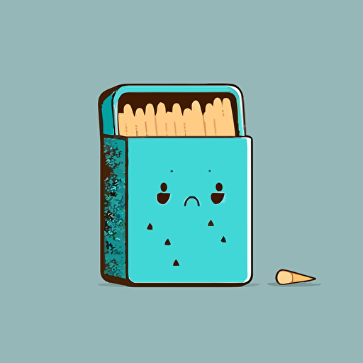 cute vector simple drawing sad match box with burnt out matches