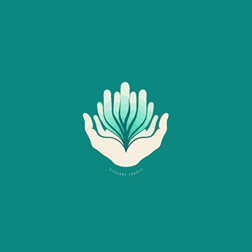 a logo for a physiotherapist with green and turqouise colors, simple, health, hands, vector, illustrator, print