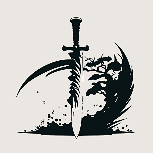 simple vector illustration of samurai katana sword, simple, logo