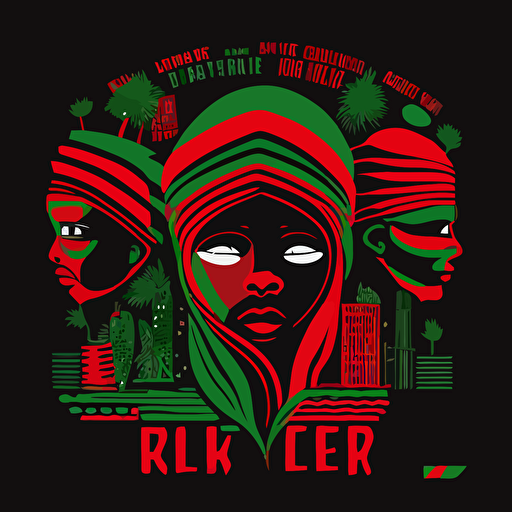 New york in a tribe called quest cover style, red and green on black background, vector illustrated, vector illustration