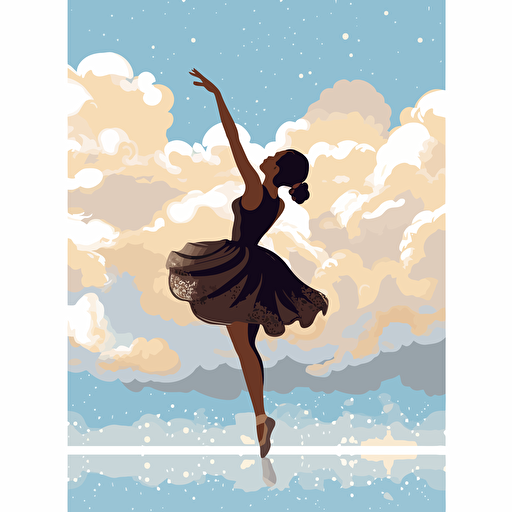 vector drawing ballerina dancing on the clouds disney style