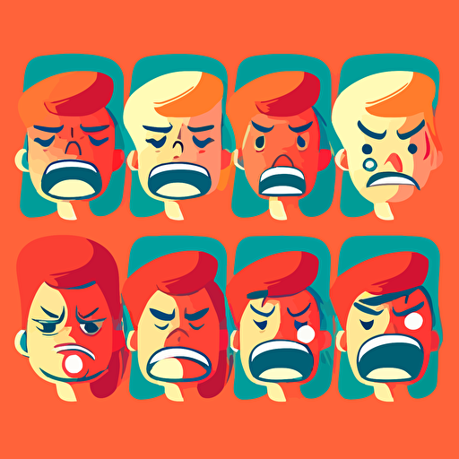 a vector illustration of the basic emotions happiness sadness anger disgust guilt surprise