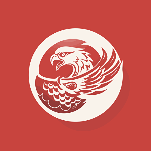 logo for eagle and florball ball, red and white colors, retro , vector flat, PNG, SVG, flat shading, solid background, mascot, logo, vector illustration, masterwork, 2D, simple, illustrator