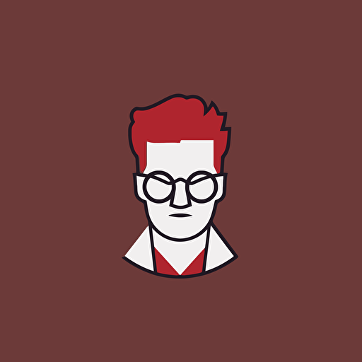 minimal line logo, man , red hair, glasses, vector