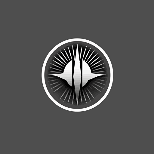 Star Trek style insignia, circle shape, minimalist logo, vector, abstract acorn, seed, futuristic, sci-fi sleek design, starburst, greyscale