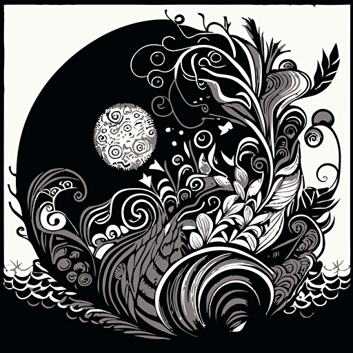 black line zentangle art vector