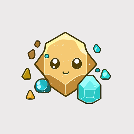 An emblem logo with a cute golem and a gem. flat vector minimal gollem.io