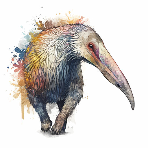 Anteater, vector, digital art, white background, ultra detailed, movement