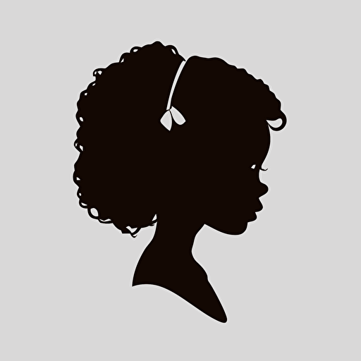 little black girl simple logo, vector, minimal, Silhouette