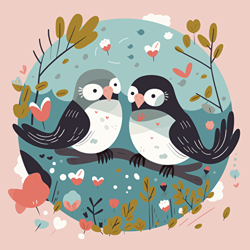 otters in love, birds eye view, vector flat, PNG, SVG, vector illustration