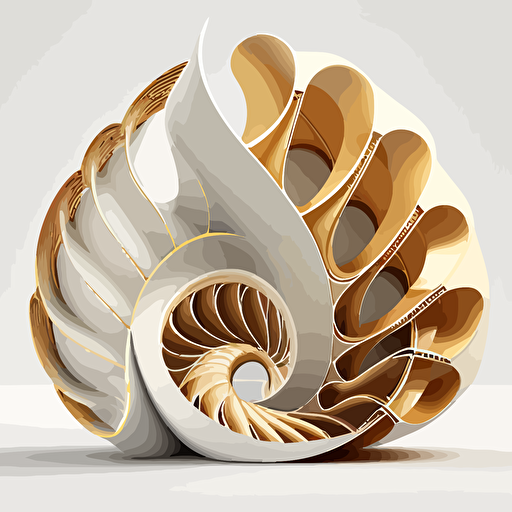shell architecture, golden ratio, scheme, medium contrast, no burn highlights, flat white background, octane render, v-ray , vector art,