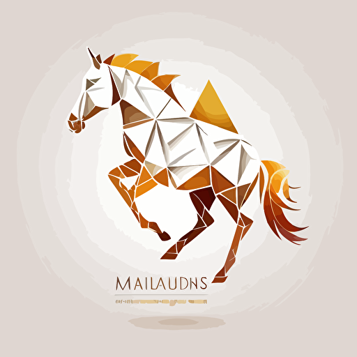 logo rearing horse from vectors triangles on white background with text MULE TRANSPORTATION, shaped design