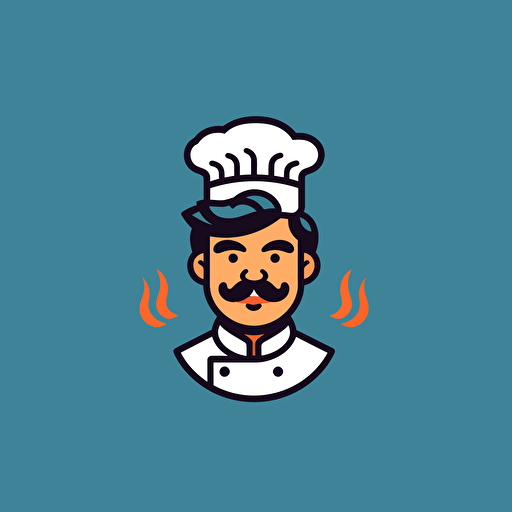 simple outline cute chef logo, flat vector, plain image, Adobe
