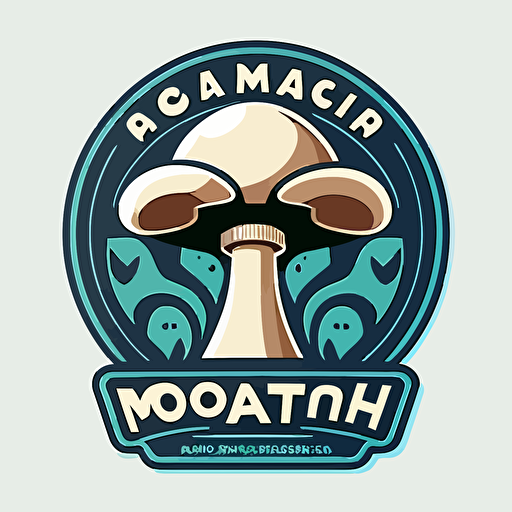 a vector styled mushroom logo with a laboratory spin