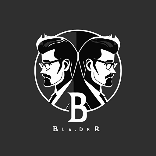 double b vector logo, , illustration, dark colors, flat design, modern style, black and white