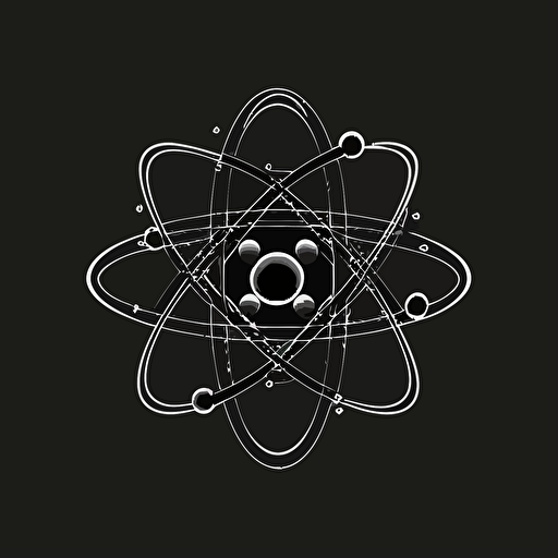 atom logo, vector, minimalistic, gravity, space, cartoon, drawing, simple