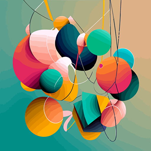 solid color, vector art, with a string pretty shapes