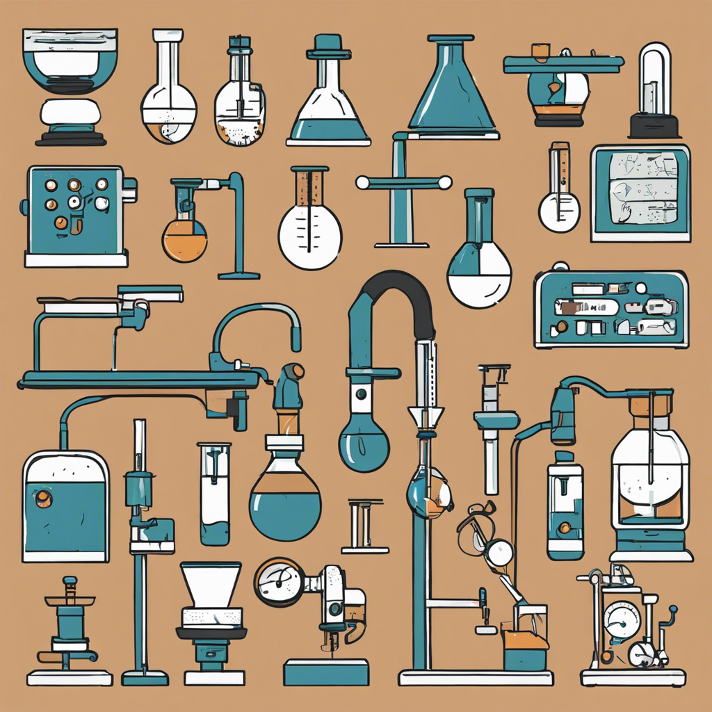 lab equipment, illustration in the style of Matt Blease, illustration, flat, simple, vector