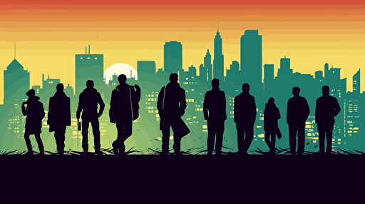 a city background, daytime, gangster style, simple, vector, criminals doing criminal activities, colorfull