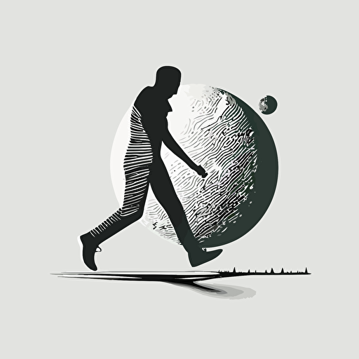 a logo no text, simple, vector style, a man chasing a golf ball. side profile.