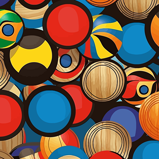 assorted group of colored wooden balls, african style, pop art, flat art, vector art