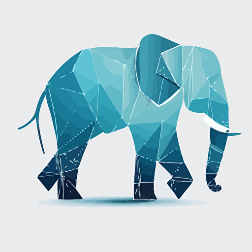 logo, flat vector, origami outline, elephant