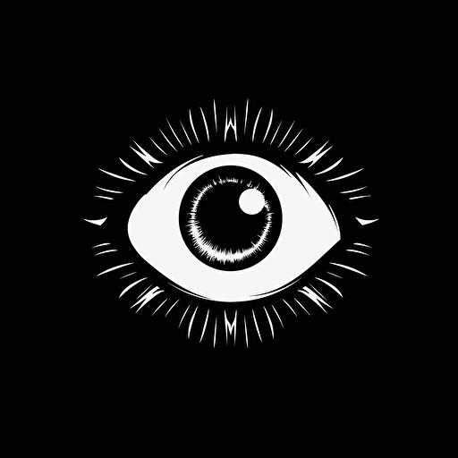 a basic iconic logo of an eye in cartoon style without much detail, vector black, background white