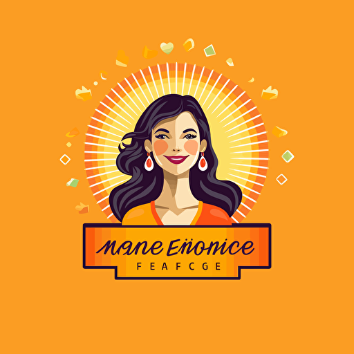 Create a happy balanced succesful catchy logo illustration for a company directed to mompreneurs, directed to women age 35 and above who are not familiar with artificial intelligence but are eager to run a business and be succesful and happy and balanced, have little time to do many things, powerful, vibrant colors related to being succesful and updated,, use a flat vector logo of a geometric figure, blue purple orange gradient, simple minimal, v 5.1