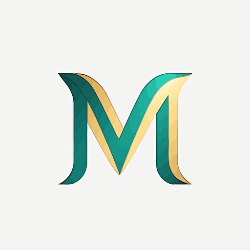 logo design. Fonts only. Letter M. Minimalist, trendy, gold and green. flat design. vector. white background