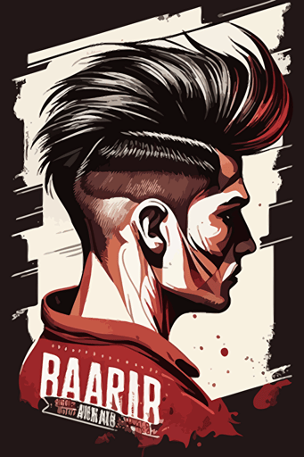 a barbershop art, male hairstyle, trendy, vector art design, fashion, vibrant,