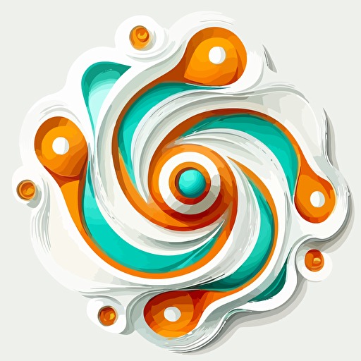 helical molecule, large single swirl of orange and turquoise, white background, minimalism, two-dimensional, vector icon