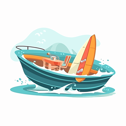 vector flat illustration surf boat, white background