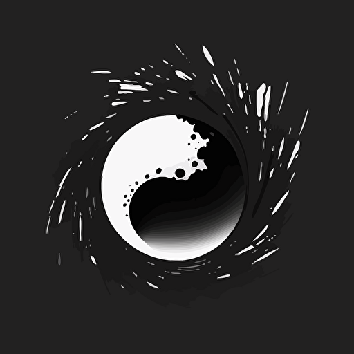 flat vector logo design of a black hole, black and white