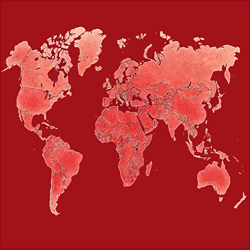 world map, only China red, vector image, no background