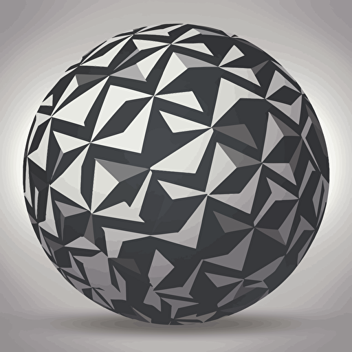 geodesic sphere sticker, in the style of black and grey, flat vector, orderly arrangements, precisionist style